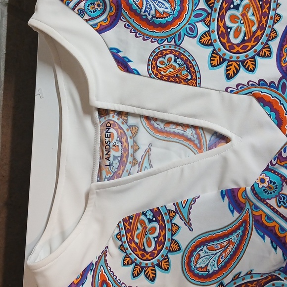 Lands' End Size L Long Sleeve Rash Guard UPF 50 Swim Shirt Paisley Teal Purple - Picture 2 of 5